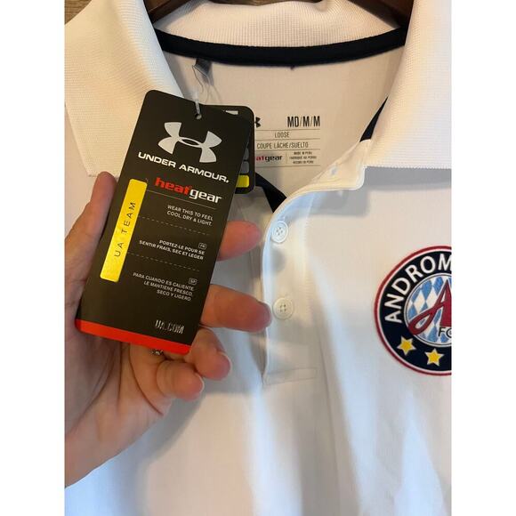 Under Armour polo Andromeda FC men size Medium white NEW - Picture 3 of 7